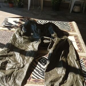 DARK OLIVE GREEN LEATHER PANTS